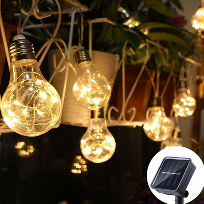 10/20 spuldzes Vara stiepļu spuldzes Stīgu gaismas, āra saules dārza gaismas Saules iekarināmās gaismas Caurspīdīgas apaļas bumbiņas LED saules gaismas