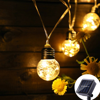 10/20 spuldzes Vara stiepļu spuldzes Stīgu gaismas, āra saules dārza gaismas Saules iekarināmās gaismas Caurspīdīgas apaļas bumbiņas LED saules gaismas