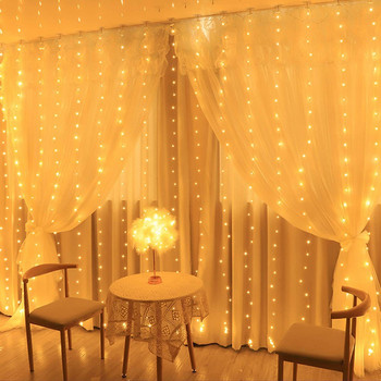 LED String Lights Χριστουγεννιάτικη διακόσμηση Τηλεχειριστήριο USB Wedding Garland Curtain 3M Lamp Holiday For Bedroom Bulb Outdoor Fairy