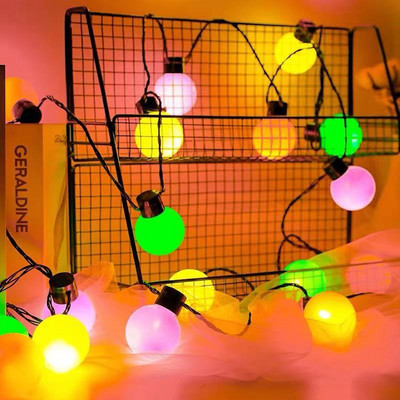 10/20 M LED globusa stīgu pasaku gaismas caurspīdīgas/piena Ziemassvētku G50 āra ūdensnecaurlaidīgas kāzu dārza ballītes iekšpagalma ielas dekorēšana