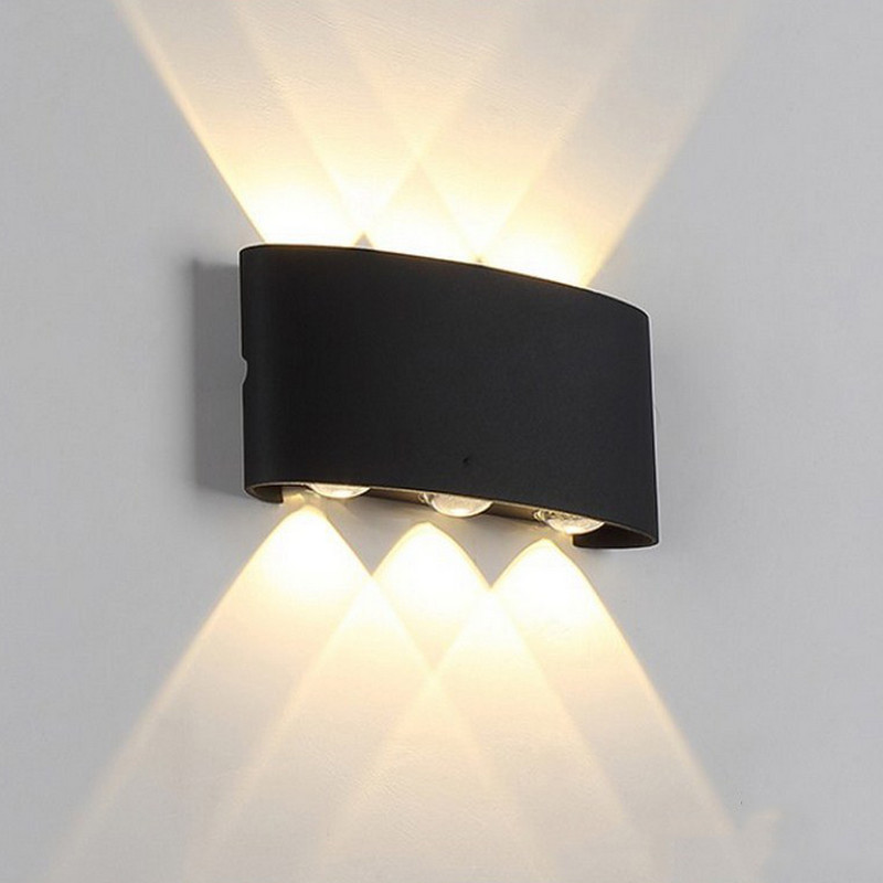 4/6/8W LED sieninė lempa lauko vandeniui atspari IP65 sodo apšvietimas AC86-265V vidaus apdaila Miegamojo svetainė Laiptų sieninis šviestuvas