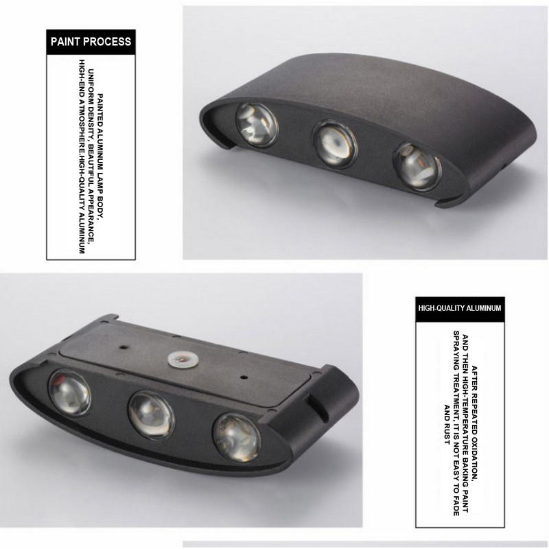 4/6/8W LED sieninė lempa lauko vandeniui atspari IP65 sodo apšvietimas AC86-265V vidaus apdaila Miegamojo svetainė Laiptų sieninis šviestuvas