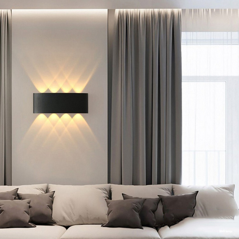 4/6/8W LED sieninė lempa lauko vandeniui atspari IP65 sodo apšvietimas AC86-265V vidaus apdaila Miegamojo svetainė Laiptų sieninis šviestuvas