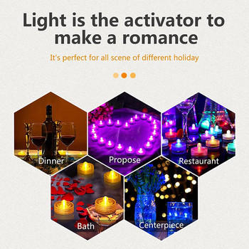 Включена батерия Led чаени лампички Свещи Безпламъчен подводен светлинен фонтан Потопяем декор Парти Сватбен фестивал Честване