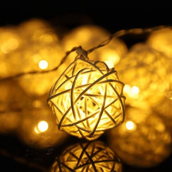 6M 40LED памучна светлина низ 220V Коледна фея Декоративна светлина Ратанови топки лампа Топла бяла парти сватбена градинска гирлянда