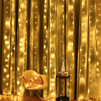 Led гирляндни светлини за завеси 8 режима USB дистанционно управление фея светлини низ сватба коледен декор за дома спалня новогодишна лампа