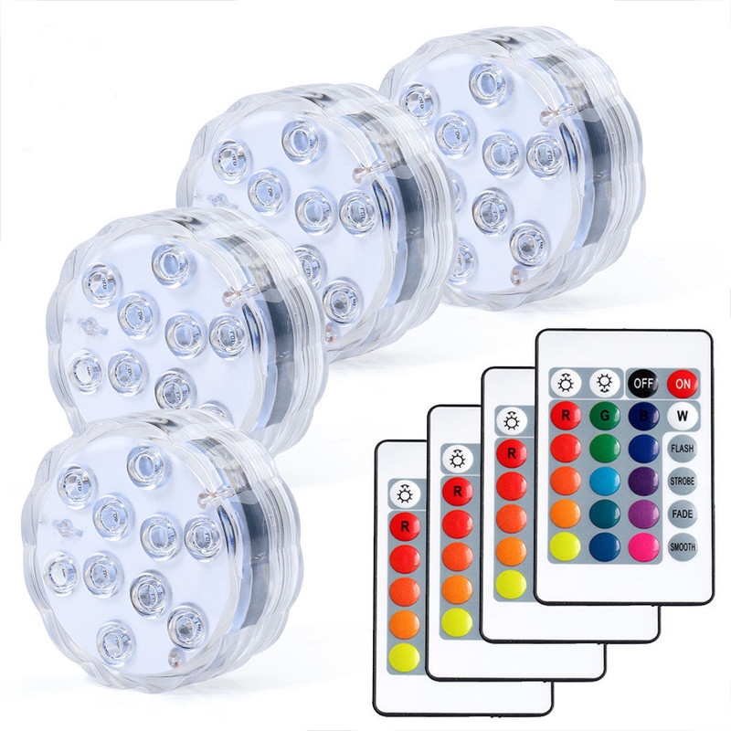 Peldbaseina apgaismojums Led RGB tālvadības pults iegremdējamais apgaismojums, ūdensizturīgs zemūdens apgaismojums, dīķa nakts lampas ballīšu dārza dekors