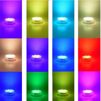 10 Led Remote Controlled RGB Υποβρύχιο φως με μπαταρία που λειτουργεί Υποβρύχια λάμπα νύχτας Βάζο Μπολ Διακόσμηση πάρτι εξωτερικού κήπου