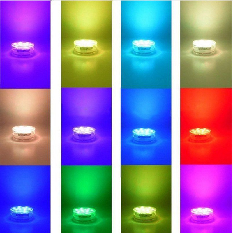 10 LED nuotoliniu būdu valdomas RGB panardinamasis žibintas, veikiantis povandenine naktine lempa, vazos dubuo lauko sodo vakarėlio dekoravimas