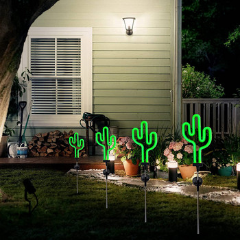 Solar Garden Lights Outdoor, 1PCS Neon Cactus Solar LED Stake Lights Αδιάβροχη χρήση για τοπία διακόσμηση σπιτιού