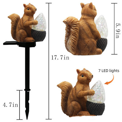 Saules gaismas āra pūce vāvere dzīvnieks saules dārza gaismas ar saules enerģiju darbināmas zāliena lampas ūdensizturīgas saules gaismas dārza dekorēšana