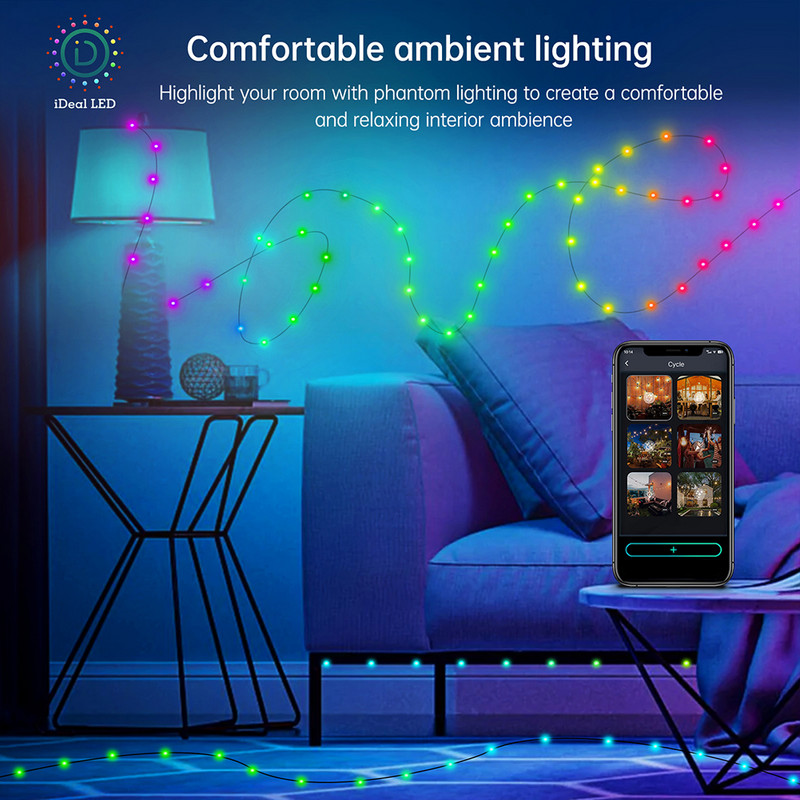 5/10/20M RGB IC LED Lumină zână Smart Bluetooth APP Control USB LED String Lampă Impermeabil Decoratiuni de Crăciun Ghirlande luminoase