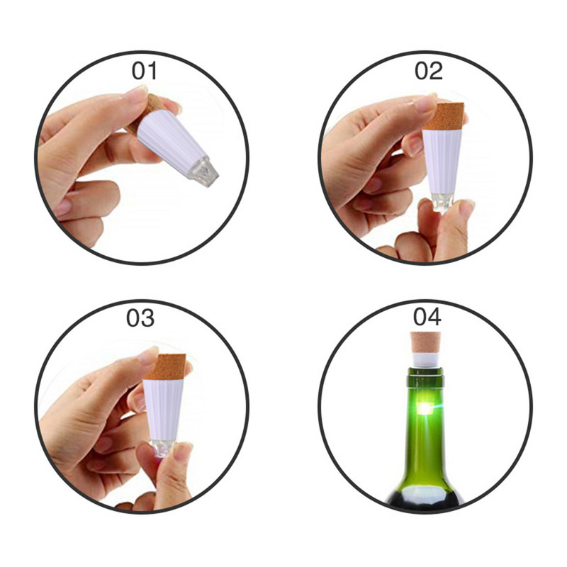 Aimkeeg 1 gab USB uzlādējamas pudeles lampas Premium pudeles vāciņš, korķa aizbāžņa lampa Creative Romantic korķa gaismas balts/krāsains