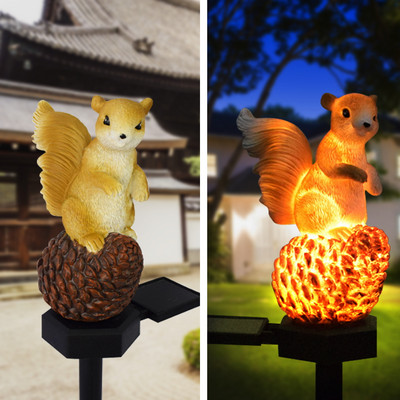 Saules gaismas āra ūdensizturīgi ar saules enerģiju darbināmi LED vāveres dzīvnieki dekoratīvās lampas dārza pagalma ainavas apgaismojuma likmes