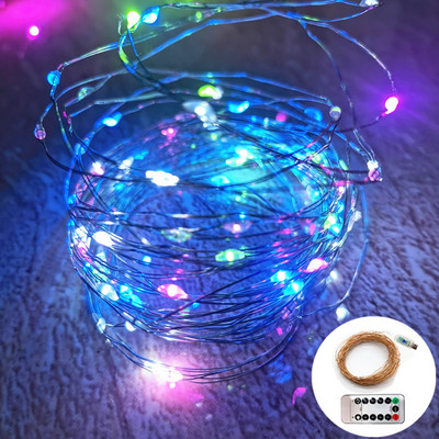 LED pasaku stīgu gaismas Ziemassvētku rotājumi tālvadības pults USB kāzu vītnes aizkars 10 m lampas brīvdienas guļamistabai āra DIY