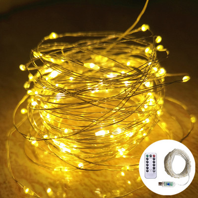 LED pasaku stīgu gaismas Ziemassvētku rotājumi tālvadības pults USB kāzu vītnes aizkars 10 m lampas brīvdienas guļamistabai āra DIY