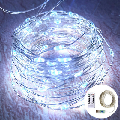 LED pasaku stīgu gaismas Ziemassvētku rotājumi tālvadības pults USB kāzu vītnes aizkars 10 m lampas brīvdienas guļamistabai āra DIY