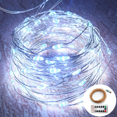 LED pasaku stīgu gaismas Ziemassvētku rotājumi tālvadības pults USB kāzu vītnes aizkars 10 m lampas brīvdienas guļamistabai āra DIY