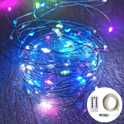 LED pasaku stīgu gaismas Ziemassvētku rotājumi tālvadības pults USB kāzu vītnes aizkars 10 m lampas brīvdienas guļamistabai āra DIY