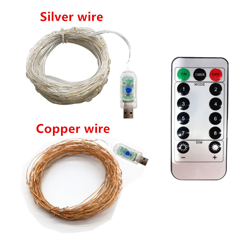 LED pasaku stīgu gaismas Ziemassvētku rotājumi tālvadības pults USB kāzu vītnes aizkars 10 m lampas brīvdienas guļamistabai āra DIY