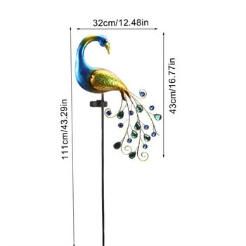 Φωτιστικό γκαζόν με ηλιακή ενέργεια LED Peacock Αδιάβροχο φωτιστικό κήπου Fairy για Pavilion Yard Landscape Garden Lights Lawn J1E6