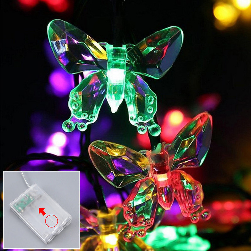 10/20 LED Butterfly Light String Led Fairy Light Battery 1,5/3m Bērnu istabas dekorēšanai Kāzu ballītei Mājas aizkaru dekorēšana
