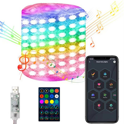 USB LED stīgu gaismas viedās lietotnes kontrolieris DIY Ziemassvētku eglītes vītne RGB adresējamas pasaku gaismas 5 m 10 m 15 m 20 m dzimšanas dienas dekors