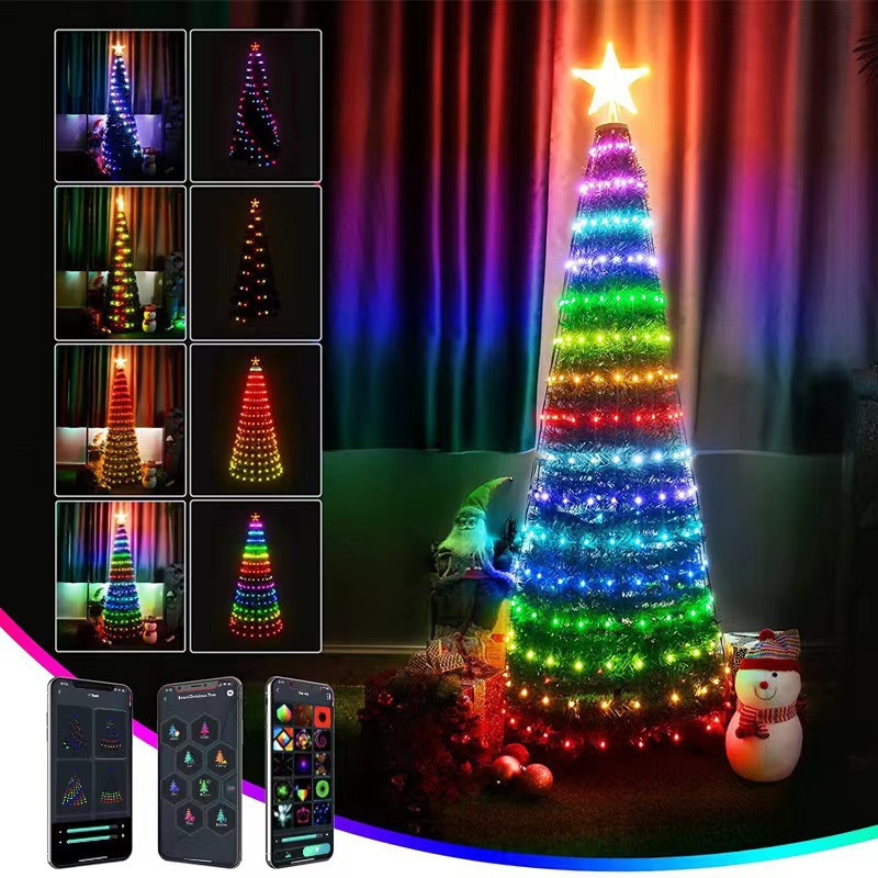 USB LED stīgu gaismas viedās lietotnes kontrolieris DIY Ziemassvētku eglītes vītne RGB adresējamas pasaku gaismas 5 m 10 m 15 m 20 m dzimšanas dienas dekors