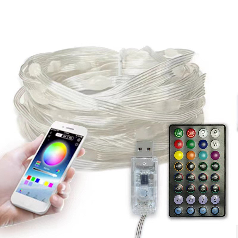 USB LED stīgu gaismas viedās lietotnes kontrolieris DIY Ziemassvētku eglītes vītne RGB adresējamas pasaku gaismas 5 m 10 m 15 m 20 m dzimšanas dienas dekors
