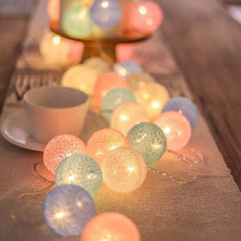 20 LED φωτάκια με κορδόνια από βαμβακερά μπαλάκια με μπαταρία πολύχρωμα φώτα νεράιδας γιρλάντα για χριστουγεννιάτικο πάρτι στο σπίτι, διακόσμηση εξωτερικού χώρου