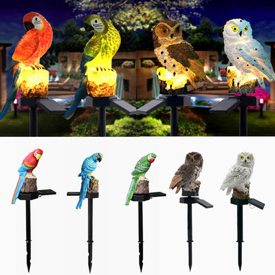 Kültéri napelemes lámpák 1db napelemes lámpa Bagoly papagáj dísz állati madár udvar kerti dekoráció kültéri karácsonyi fények napelemes lámpa