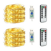 20/50/100 LED vara stieples stīgas gaismas USB spraudnis pasaku gaismas ar tālvadības 8 režīmu gaismas ūdensnecaurlaidīgs tālvadības pults taimeris