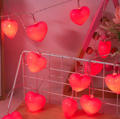 10 LED červených svadobných šnúrok na srdce, ružových dievčenských šnúrok, vnútorných svadobných girland, dekorácií na Valentína