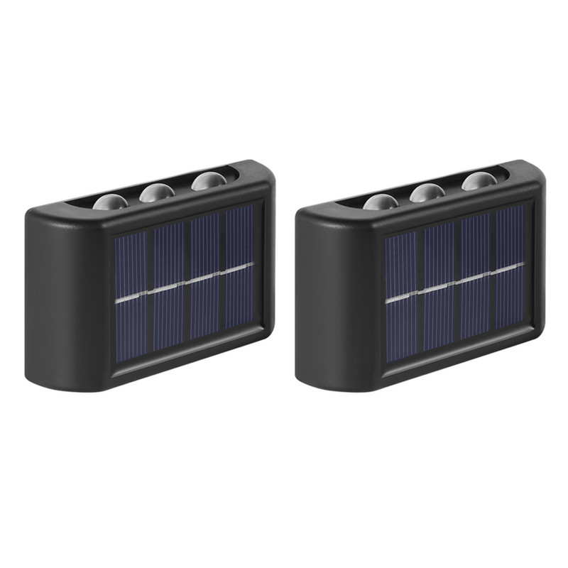 2 vnt. LED saulės lempa lauko vandeniui atspari aukštyn žemyn šviečianti saulės šviesa sodo dekoravimo atmosferos sieniniai šviestuvai