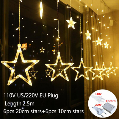 2,5 m-es Led Fényfüzér Csillagfüzér az ablakfüggönyön Beltéri fa dekoráció Halloween esküvői fény Karácsonyi tündérfények