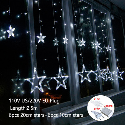 2,5 m-es Led Fényfüzér Csillagfüzér az ablakfüggönyön Beltéri fa dekoráció Halloween esküvői fény Karácsonyi tündérfények