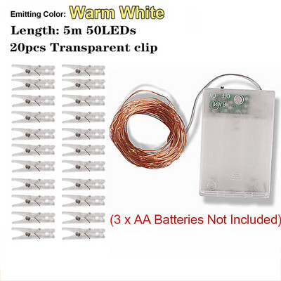 5M/10M 50-100 LED kopča za fotografije USB LED žičane svjetiljke Fairy Light Baterijski vijenac Svjetlost Božićna dekoracija Party Wedding