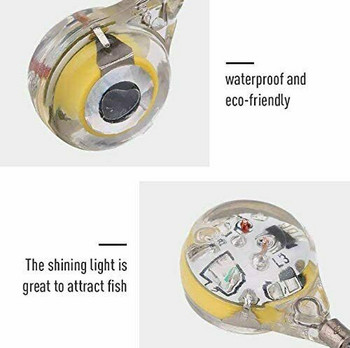 6 бр. Мини светлина за риболовна примамка LED Deep Drop Underwater Eye Shape Fishing Squid Fishing Bait Светеща примамка за привличане на риба