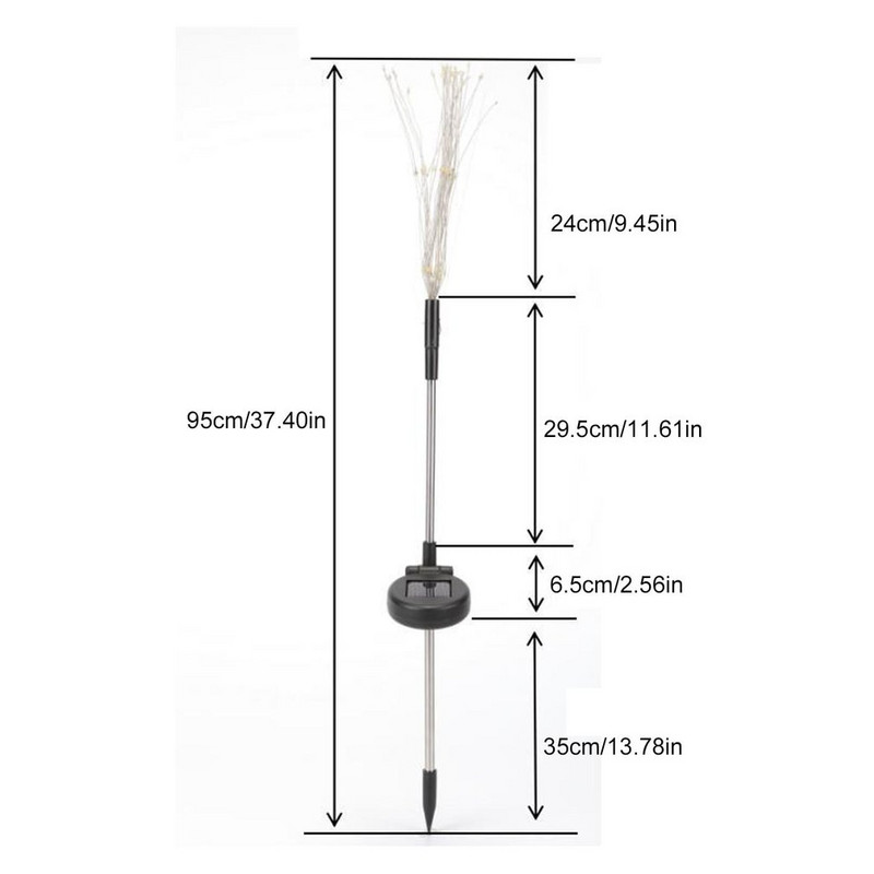 Saules uguņošanas lampa āra zāles globuss Pieneņu zibspuldzes virkne Fairy gaismas 90/120/150/200 LED dārza zāliena svētku gaismai