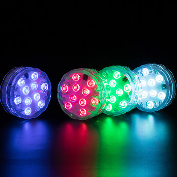 RGB LED потопяеми светлини IP68 Водоустойчива подводна нощна лампа за басейн Парти Сватбена коледна украса Светлина за дистанционно управление