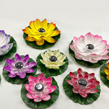 Διακόσμηση Εξωτερικών Φυτών Floating Pads Lotus Flower Lights Ηλιακά κεριά Pond Decor