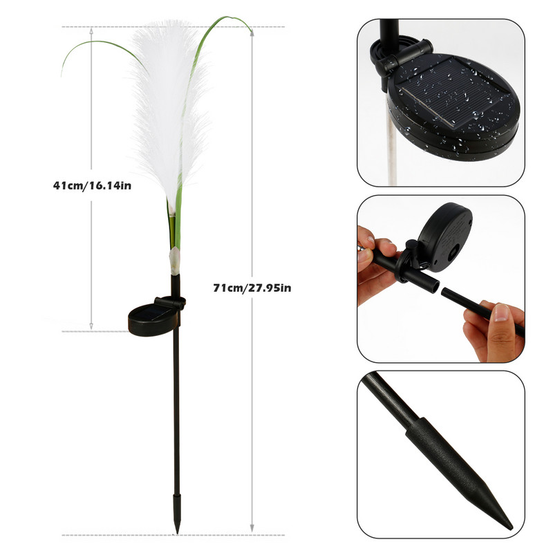 Simulacija Reed Solarna LED svjetiljka Vanjska vodootporna vrtna dekoracija Svjetlo od solarnih vlakana Reed Božićno svjetlo za travnjak Božićno svjetlo