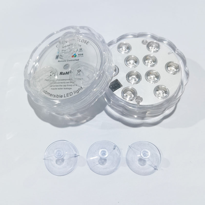 2gab. 10 LED iegremdējamie lukturi, ar tālvadību vadāmi RGB ar baterijām darbināmi zemūdens lukturi dārza baseina vāzes bļodu ballīšu dekorēšanai