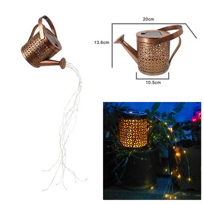 Napelemes locsolókanna világítás Függő vízforraló Lámpa fény Retro Art lámpa Üreges esőcsepp zuhany Gyep Kerti lámpák Kerti dekoráció