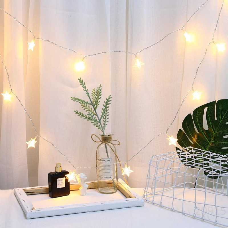 1,5 M/3 M/6 M Zvaigžņu stīgu gaismas akumulators Garland Fairy Lights Āra dārza ballītes lampa Kāzu Ziemassvētku dekors Svētku apgaismojums