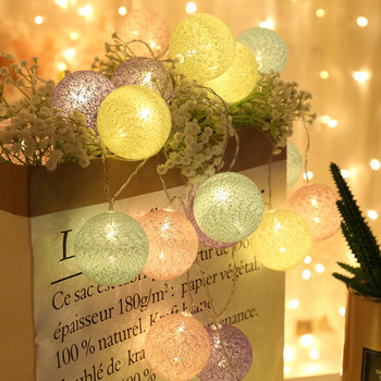 6M 40 LED гирлянди от памучни топки Връзка Коледа XmasHoliday Сватбено парти Бебешко легло Фея Светлини Външни декорации.