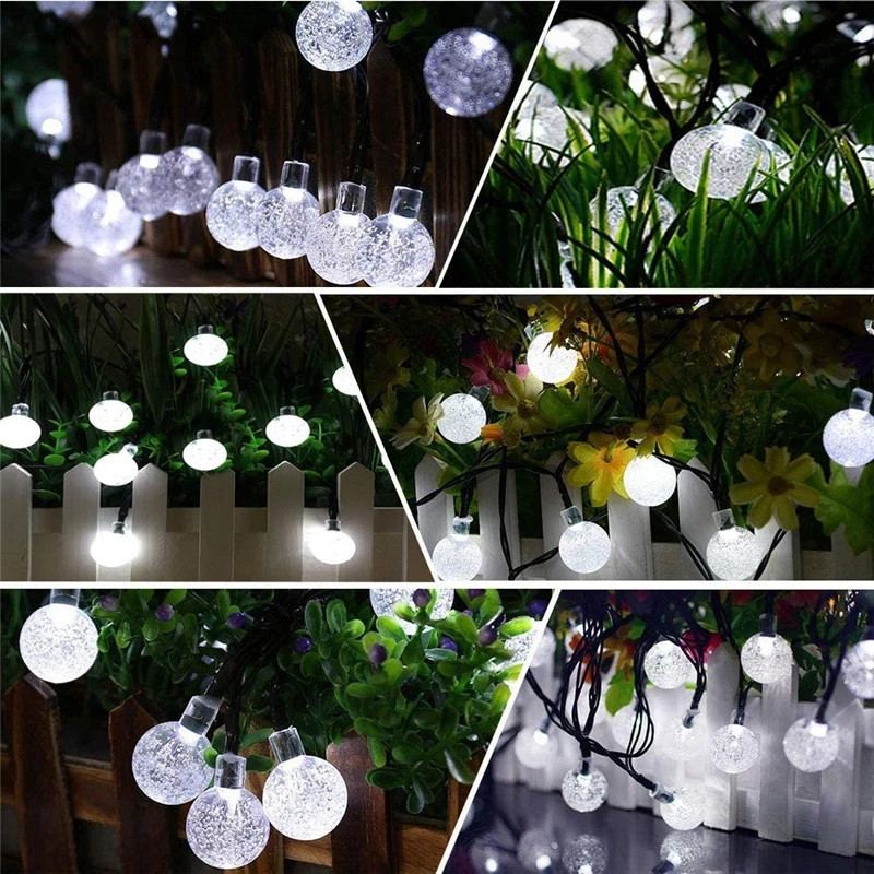 8 režīmu saules gaismas stīgu gaismas āra 50 LED Globe Fairy ūdensnecaurlaidīgas gaismas dārza pagalmam mājām Ziemassvētku ballītes Kāzu festivāls