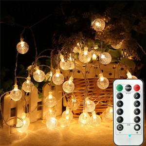 Ball LED String Light tālvadības pults silti balta Ķēdīte Fairy Light Svētku Ziemassvētku Kāzas Āra Dekors Darbojas ar Bateriju Darbināms 3m 5m