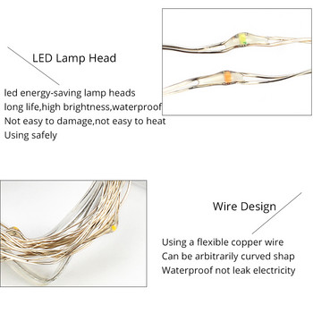 2M 3M 5M 10M Φωτάκια Led Αλυσίδα Χάλκινο καλώδιο USB ή με μπαταρία led String Light Fairy Light For Christmas Lights Wedding Party