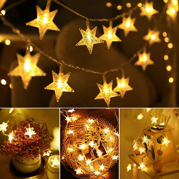 Τραπέζι γιρλάντα 5M 50 LED Holiday Star String Fairy Lights Κρεμαστά στολίδια Χριστουγεννιάτικα στολίδια για το πάρτι στο σπίτι Noel Navidad